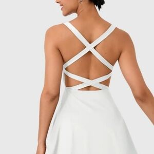 NWT HALARA white crisp cross back dress